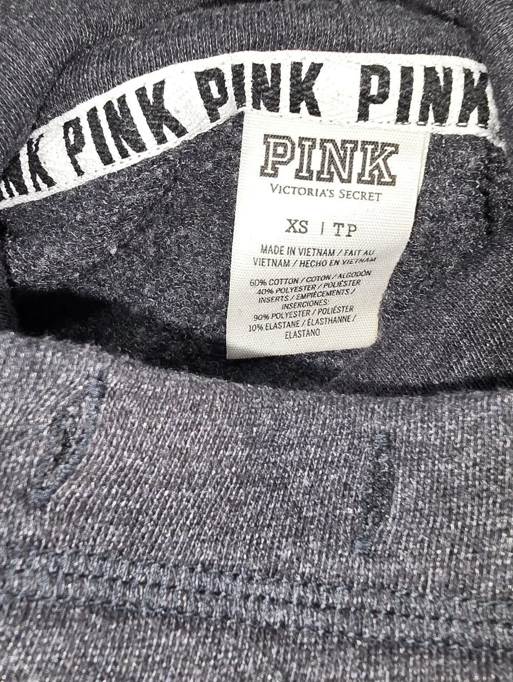 Victoria's Secret Love Pink Sweatshirt Women's XS Grey Blue Y2K Preppy